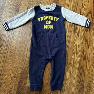 Carter’s Property of Mom long sleeve romper, size 18M